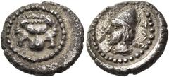 "Collection sans Pareille" of Ancient Greek Fractions, Part II LYCIA. Tlos. Uncertain dynast, circa 380-340 BC. Trihemiobol or 1/8 Stater (Silver, 11 mm, 0.98 g, 2 h). Lion's scalp facing; border of d