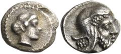 "Collection sans Pareille" of Ancient Greek Fractions, Part II CILICIA. Mallos. Tiribazos, satrap of Lydia, 388-380 BC. Obol (Silver, 8 mm, 0.58 g, 7 h), c. 390/387-387/6 . Head of Aphrodite to right,