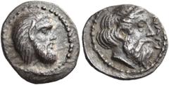"Collection sans Pareille" of Ancient Greek Fractions, Part II CILICIA. Nagidos. Circa 400-380 BC. Obol (Silver, 10 mm, 0.79 g, 10 h). Bearded head of Pan to right, with an animal ear, a snub nose, lo