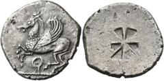 The Dr. Peter Paul Urone Collection of Greek Coins CORINTHIA. Corinth. Circa 550-540 BC. Stater (Silver, 23.5 mm, 8.33 g). Pegasos, bridled and with a curved wing, springing to left; below, resting on