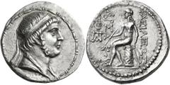 Oriental Greek KINGS OF PARTHIA. Phraates II, 132-126 BC. Tetradrachm (Silver, 27 mm, 16.34 g, 9 h), Susa, circa 132/1. Diademed bust of Phraates II to left, with short, curly beard. Rev. BAΣΙΛΕΩΣ APΣ