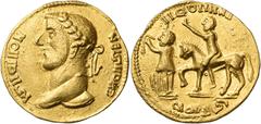 Roman Imperial & Provincial Uncertain, 3rd-4th centuries. Aureus (Gold, 20 mm, 6.48 g, 12 h), Germanic imitation, almost certainly based on the reverse of an ADVENTVS AVG aureus of Probus and a Tetrar