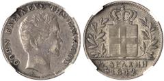 The El Greco Collection of Modern Greek Rarities / Otho GREECE. Otho, 1832-1862. 1/2 Drachmi 1842 (Silver, 19 mm, 2.27 g, 6 h), Heyer Pattern, Athens, struck from dies prepared in Athens by the engrav