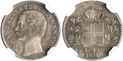 The El Greco Collection of Modern Greek Rarities / Otho GREECE. Otho, 1832-1862. 1/4 Drachmi 1851 (Silver, 15 mm, 1.11 g, 5 h), Athens (or Vienna according to some scholars), struck from dies by K. La