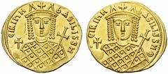 Late Roman and Byzantine Coins Irene. 797-802. Solidus (Gold, 4.43 g 6). ÎIRInH bASILISSH Bust of Irene facing, wearing loros and crown with cross, pinnacles and pendilia, holding a globus cruciger in