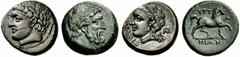 Coins of Thessaly, the BCD Collection Gyrton Circa 340s-320s/later 4th-early 3rd C BC. Lot of two bronze coins, dichalkon and trichalkon. 1054.1 20 mm, 7.90 g 12. Head of Apollo left. Rev. GURTWNIWN H