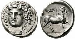 Coins of Thessaly, the BCD Collection Larissa Circa 356-342 BC. Stater (Silver, 12.18 g 1). Head of the nymph Larissa facing, turned slightly to the left, wearing ampyx, pendant earring, and simple ne