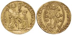 Early Medieval & Islamic CRUSADERS. Knights of Rhodes (Knights Hospitallers). Fabrizio del Carretto, 1513-1521. Ducat (Gold, 22 mm, 3.49 g, 6 h), imitating the Venetian Ducat, mint of Rhodes. •F•FABRI