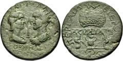 The Anthony Milavic Collection of Ancient Games Coins Agonistic Tables Two-legged PAMPHYLIA. Perge. Gallienus and Salonina, 253-268. 10 Assaria (Bronze, 36 mm, 23.61 g, 5 h), commemorating the Sacred 