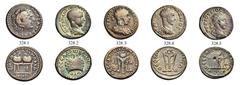 The Anthony Milavic Collection of Ancient Games Coins Large Lots MACEDON. Beroia and Thessalonica. Gordian III and Philip I, 238-246. Lot of 5 bronze triassaria with game themes from Roman Macedonia. 