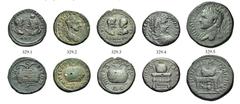 The Anthony Milavic Collection of Ancient Games Coins Large Lots MOESIA AND THRACE. Odessus, Tomis, Anchialus and Byzantium. Circa 200 - 244. Lot of 5 bronze multiple assaria pieces with prize crowns.