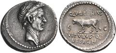 Roman Republican & Imperatorial Divus Julius Caesar, died 44 BC. Denarius (Silver, 19 mm, 3.58 g, 12 h), struck under the moneyer Q. Voconius Vitulus, Rome, 40 BC. Laureate head of the deified Julius 