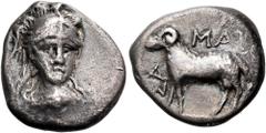 The Jonathan H. Kagan Collection of Ancient Greek Coins ISLANDS OFF ELIS, Kephallenia. Same. Circa 370-300 BC. Triobol (Silver, 14 mm, 2.47 g, 3 h). Head of Athena Parthenos facing, turned slightly to