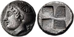 The Jonathan H. Kagan Collection of Ancient Greek Coins IONIA. Phokaia. Circa 360-340 BC. Diobol (Silver, 10 mm, 1.37 g). Head of a nymph to left, her hair, shown in thick locks, bound up in a sakkos;