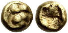 The Jonathan H. Kagan Collection of Ancient Greek Coins KINGS OF LYDIA. Alyattes, circa 610-560 BC. 1/96 Stater (Electrum, 3.2 mm, 0.13 g). Lion's paw with five toes, one with a claw. Rev. Irregular s
