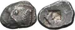 The Jonathan H. Kagan Collection of Ancient Greek Coins DYNASTS OF LYCIA. Kybernis(?), circa 500-480 BC. Stater (Silver, 22 mm, 9.29 g). Boar forepart to left; on shoulder, KY[B] in Lykian script. Rev