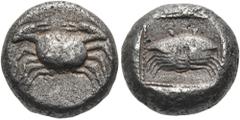 The Jonathan H. Kagan Collection of Ancient Greek Coins DYNASTS OF LYCIA. Amartite, circa 490/80-440/30 BC. Drachm (Silver, 12 mm, 3.14 g, 11 h). Crab seen from above. Rev. Crab facing in a dotted fra