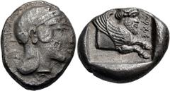 The Jonathan H. Kagan Collection of Ancient Greek Coins DYNASTS OF LYCIA. Kherei, circa 440/30-410 BC. Stater (Silver, 20 mm, 8.38 g, 3 h). kherei in Lycian script Head of Athena to right, wearing cre