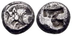 Greek LYCIA. Uncertain mint. Pre-dynastic period or proto-dynastic period, Circa 520-470/60 BC. Diobol (Silver, 8 mm, 1.45 g). Forepart of boar to left. Rev. Incuse square. CNG 88, lot 390. Cf. Falghe
