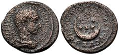 Roman Provincial CILICIA. Flaviopolis. Maximinus, 235-238. (Bronze, 19,5 mm, 4.35 g, 6 h), 235-236. ΑΥΤ Κ Γ Ι ΟΥΗ ΜΑΖΙΜΕΙΝΟϹ ΑΥΓ Laureate, draped and cuirassed bust of Maximinus Thrax to right. Rev. Φ