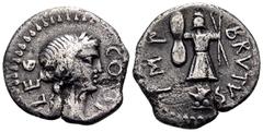 The Robert Hoge collection of Roman Republican & Imperatorial Coins Q. Servilius Caepio Brutus ( Marcus Junius Brutus), late summer-autumn 42 BC. Denarius (Silver, 18.5 mm, 3.26 g, 1 h), struck by Ped