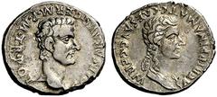 Coins of the Romans Gaius (Caligula), with Agrippina Senior. AD 37-41. Denarius (Silver, 3.70 g 7), Lugdunum, 37-38. C CAESAR AVG GERM P M TR POT Bare head of Caligula to right. Rev. AGRIPPINA MAT CAE