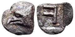 The Collection sans Pareille of Ancient Greek Fractions, Part III ELIS. Olympia. 91st-94th Olympiad, 416-404 BC. Trihemitetartemorion (Silver, 7 mm, 0.23 g, 9 h). Head of an eagle to left. Rev. Large 