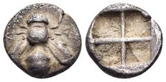 The Collection sans Pareille of Ancient Greek Fractions, Part III IONIA. Ephesos. Circa 340-330 BC. Obol (Silver, 7.5 mm, 0.52 g). Bee with straight wings seen from above. Rev. Quadripartite incuse sq