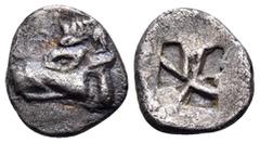 The Collection sans Pareille of Ancient Greek Fractions, Part III DYNASTS OF LYCIA. Uncertain dynast, circa 500-480 BC. Obol (Silver, 8 mm, 0.50 g). Head of a boar to left. Rev. Irregular incuse squar
