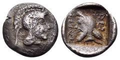 The Collection sans Pareille of Ancient Greek Fractions, Part III DYNASTS OF LYCIA. Kherei, circa 440/30-410 BC. Hemiobol (Silver, 7.5 mm, 0.32 g, 12 h), Xanthos (?). Head of Athena to right, wearing 