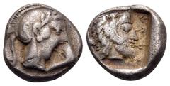 The Collection sans Pareille of Ancient Greek Fractions, Part III DYNASTS OF LYCIA. Kherei, circa 440/30-410 BC. Obol (Silver, 8 mm, 0.68 g, 3 h), Telmessos. Head of Athena to right, wearing crested A