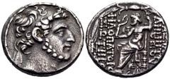 Greek SELEUKID KINGS. Demetrios III Eukairos, 97/6-88/7 BC. Tetradrachm (Silver, 28 mm, 15.36 g, 12 h), Antioch on the Orontes, Perhaps 88-7 BC. Diademed and bearded head of Demetrios III to right. Re