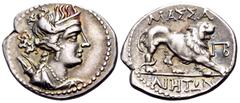 The Prof. James M. Collier Collection - Greek Coins GAUL. Massalia. Circa 150-125 BC. Drachm (Silver, 18 mm, 2.62 g, 6 h). Draped bust of Artemis to right, wearing stephane, pendant earring, and pearl