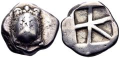The Prof. James M. Collier Collection - Greek Coins ISLANDS OFF ATTICA, Aegina. Circa 456/45-431 BC. Stater (Silver, 20.5 mm, 12.09 g). Land tortoise with segmented shell, seen from above. Rev. Incuse