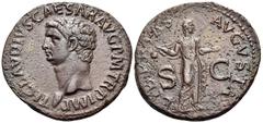 The Prof. James M. Collier Collection - Roman Imperial Coins Claudius, 41-54. As (Bronze, 30 mm, 10.24 g, 8 h), Rome, c. 41-50. TI CLAVDIVS CAESAR AVG P M TR P IMP Head of Claudius to left. Rev. LIBER