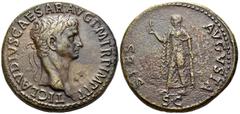 The Prof. James M. Collier Collection - Roman Imperial Coins Claudius, 41-54. Sestertius (Orichalcum, 36.5 mm, 31.85 g, 7 h), Rome, 50-54. TI CLAVDIVS CAESAR AVG P M TR P IMP P P Laureate head of Clau