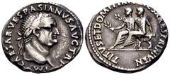 The Prof. James M. Collier Collection - Roman Imperial Coins Vespasian, 69-79. Denarius (Silver, 18.5 mm, 3.06 g, 7 h), Lugdunum, 71. IMP CAESAR VESPASIANVS AVG TR P Laureate head of Vespasian to righ