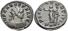 The Prof. James M. Collier Collection - Roman Imperial Coins Carus, 282-283. Antoninianus (Billon, 22 mm, 3.83 g, 6 h), Ticinum. IMP CARVS P F AVG Radiate and cuirassed bust of Carus to right. Rev. PA