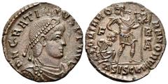The Prof. James M. Collier Collection - Roman Imperial Coins Gratian, 367-383. Centenionalis (Bronze, 17 mm, 1.79 g, 7 h), Siscia, 367-375. D N GRATIANVS P F AVG Pearl diademed, draped and cuirassed b