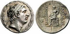 GREEK COINS Seleukid Kings of Syria Demetrios I Soter. 162-150 BC. Tetradrachm (Silver, 16.68 g 12), Soloi. Diademed head of Demetrios I to right; around, laurel wreath. Rev. BASILEWS DHMHTRIOU Tyche,