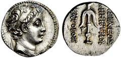 GREEK COINS Seleukid Kings of Syria Demetrios II Nikator. First reign, 146-138 BC. Drachm (Silver, 4.06 g 1), Seleucia in Pieria. Diademed head of Demetrios II to right. Rev. BASILEWS DHMHTRIOU NIKATO