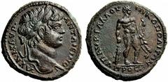ROMAN AND BYZANTINE COINS Caracalla. 198-217. Nikopolis, Lower Moesia. Triassarion (Bronze, 26mm, 11.04 g 1), Aurelius Gallus, governor, 202-205. AΥ K M AΥΡ ANTΩNEINOC Laureate head of the youthful Ca