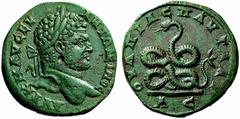 ROMAN AND BYZANTINE COINS Caracalla. 198-217. Pautalia, Thrace. Tetrassarion (Bronze, 28mm, 16.74 g 1), c. 212-217. AΥT K M AΥ CEΥ ANTΩNEINOC Laureate head of Caracalla to right. Rev. OULPIAC PAUTALIA