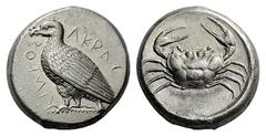 GREEK COINS Sicily Akragas. Circa 465/4-446 BC. Tetradrachm (Silver, 17.15 g 12). AKΡAC - ANTOΣ ( partially retrograde ) Eagle standing left with closed wings. Rev. Crab within a shallow circular incu