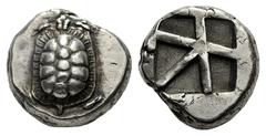GREEK COINS Islands off Attica Aegina. Circa 456/45-431 BC. Stater (Silver, 12.40 g). Tortoise seen from above. Rev. Incuse square divided into five compartments. ACGC 127. Dewing 1683-1685. Milbank p