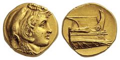 GREEK COINS Ptolemaic Kings of Egypt Ptolemy I Soter. As satrap, 323-305 BC. Stater (Gold, 8.53 g 12), Alexandria, c. 313-311. Diademed head of Alexander III to right, wearing elephant’s scalp headdre