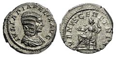 ROMAN AND BYZANTINE COINS Julia Domna. Augusta, AD 193-217. Denarius (Silver, 3.04 g 7), Rome, 216. IVLIA PIA FELIX AVG Draped bust of Julia Domna to right. Rev. VENVS GENETRIX Venus seated left, exte