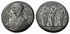 ROMAN AND BYZANTINE COINS Probus. AD 276-282. Medallion (Billon, 37.30 g 6), Rome, 279. IMP C M AVR PROBVS P AVG Laureate bust of Probus to left, wearing consular robes, holding eagle-tipped scepter i