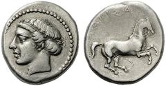 GREEK COINS Thessaly Larissa. Circa Circa 420-400 BC. Drachm (Silver, 19mm, 5.84 g 4). Head of the nymph Larissa to left, wearing pendant earring and with her hair bound with a taenia. Rev. ΛAΡIΣAI Br