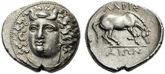 GREEK COINS Thessaly Larissa. Circa Circa 356-342 BC. Drachm (Silver, 20mm, 6.02 g 12). Head of the nymph Larissa facing, turned slightly to the left, wearing ampyx, pendant earring, and simple neckla